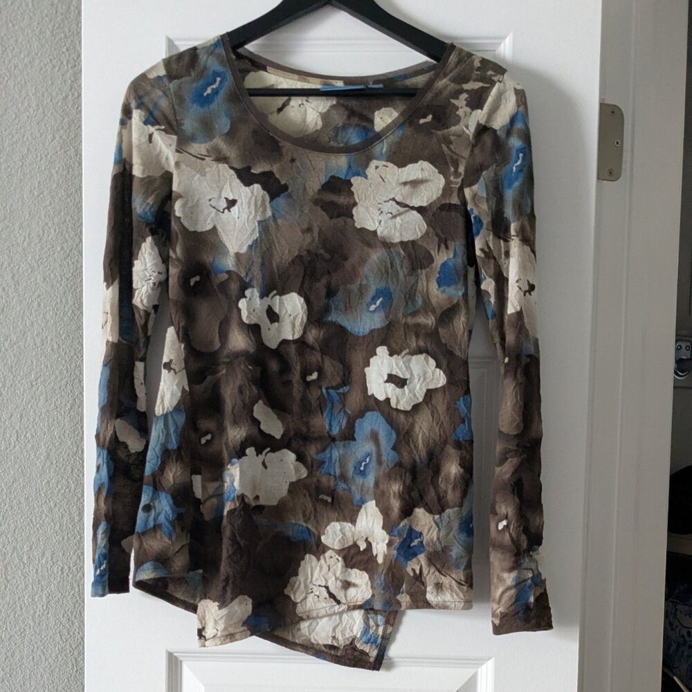 Simply Vera Vera Wang long-sleeve floral print asymmetrical top